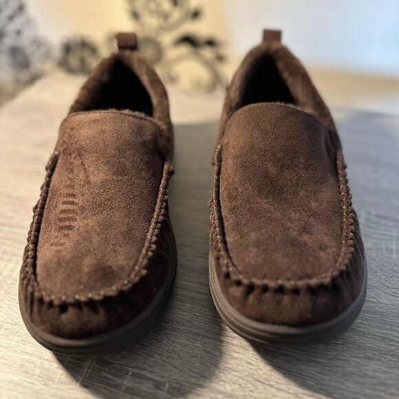 Skechers Luxe Foam brown suede slippers - Picture 1 of 4